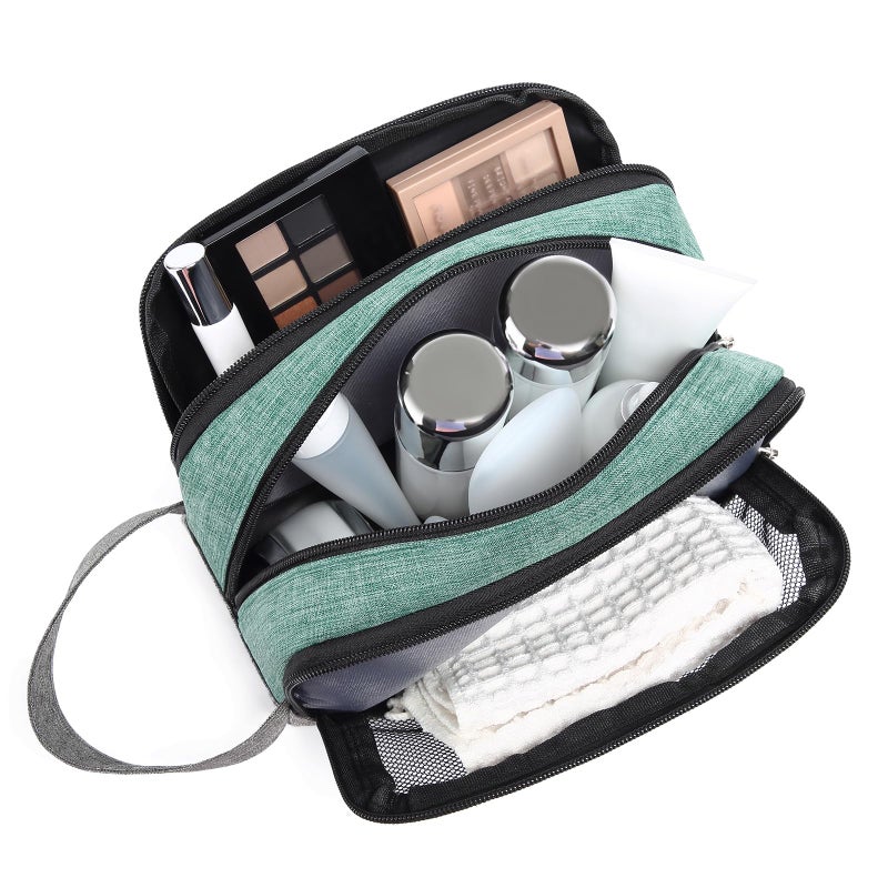 Yeiotsy Dopp Kit for Men - Color Clash Travel Toiletry Organizer with Mesh Pockets, Durable Shaving bag for Gym & Camping (Green) - Image 2